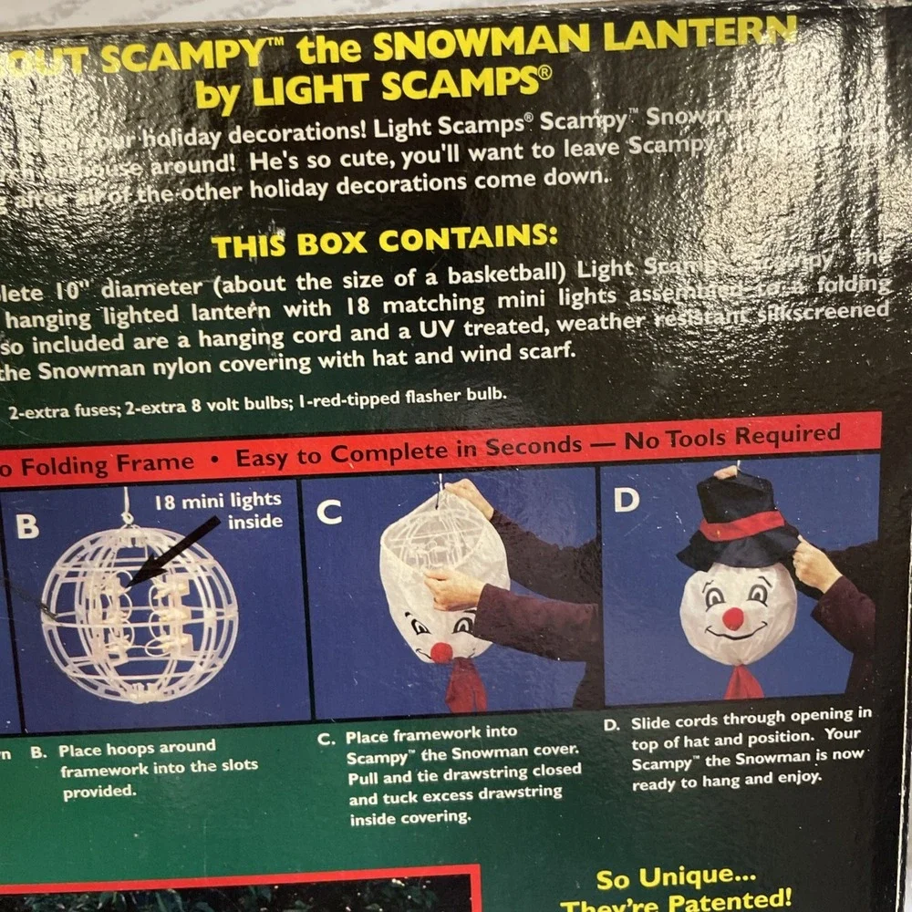 Scampy The Snowman Lighted Holiday Lantern Outdoor/Indoor Christmas‎ Display Vtg